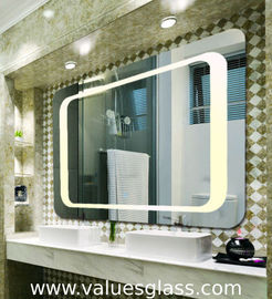 4mm Polished Silver Mirror LED Bathroom Mirrors With Touch Scree Switch